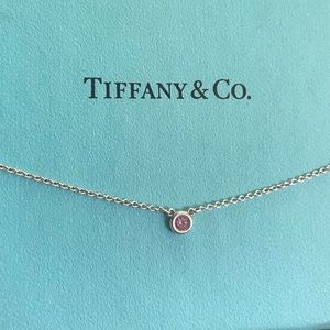 Tiffany & Co. Pink Sapphire Necklace✨Original box, pouch, gift bag & rib…